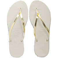 Slapi You Metallic Flip Flops In Gold Beige Femei