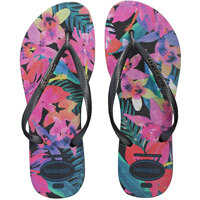 Slapi Slim Tropical Flip Flops In Black Multicolour Femei