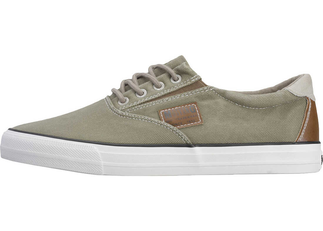 Tenis Mustang Lace-Up Low Top Trainers In Olive Olive