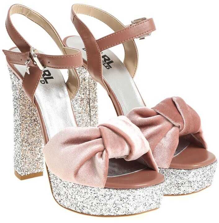 Karl Lagerfeld Pink Velvet Sandals Pink