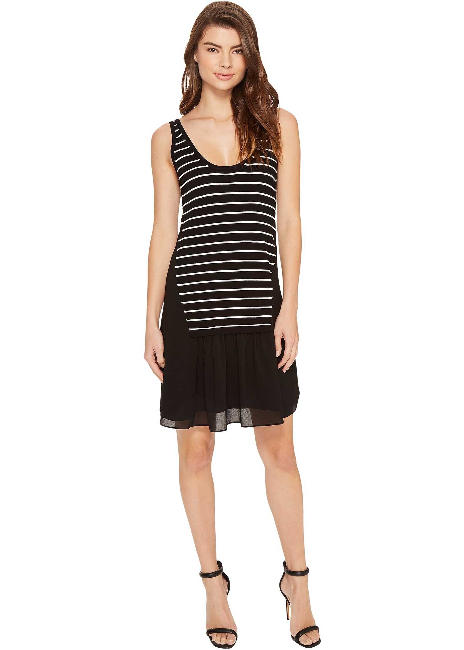 Rochie Nicole Miller Sara Striped Combo Shift Dress* Black/White