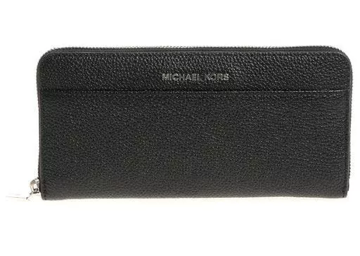Portofel Michael Kors Black Hammered Leather Wallet Black