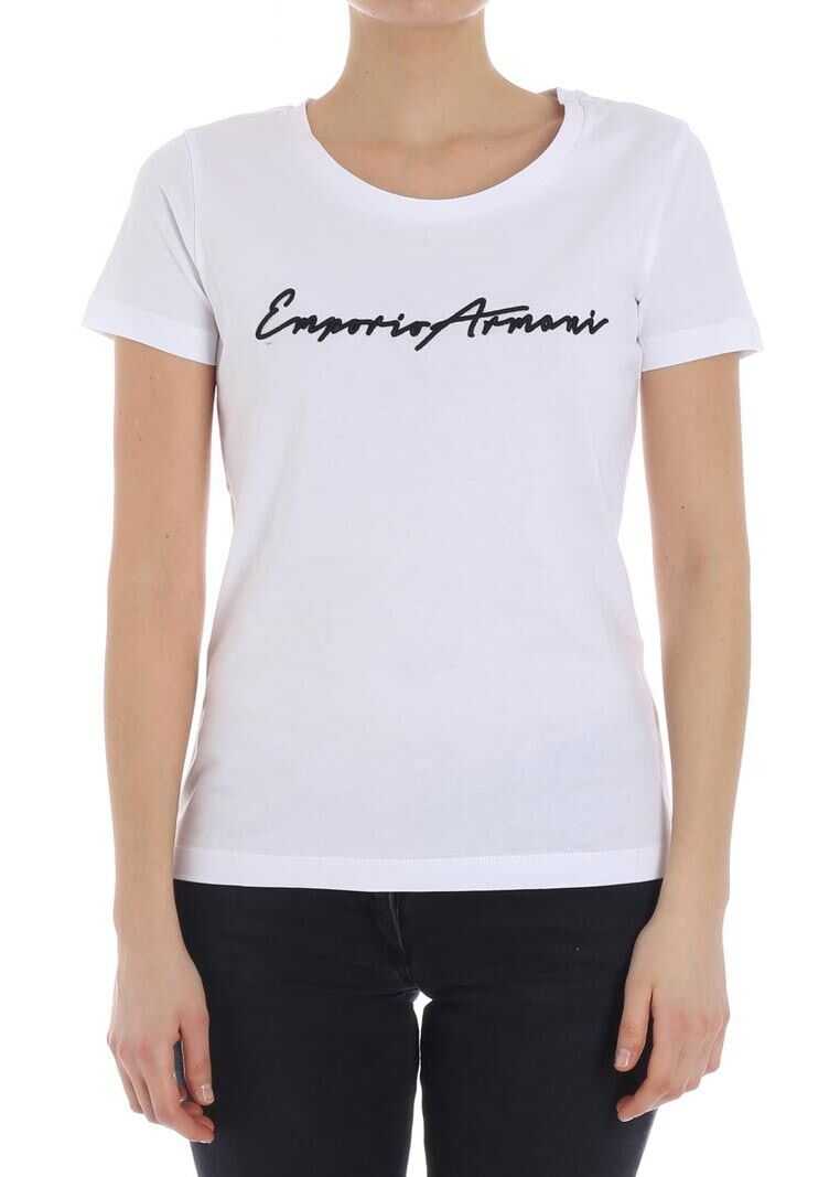 Tricou Emporio Armani White Embroidered Logo T-Shirt White