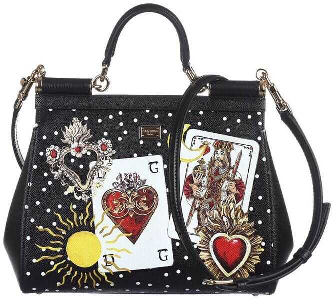 Geanta femei Dolce & Gabbana Black Medium Sicily Card Bag Black