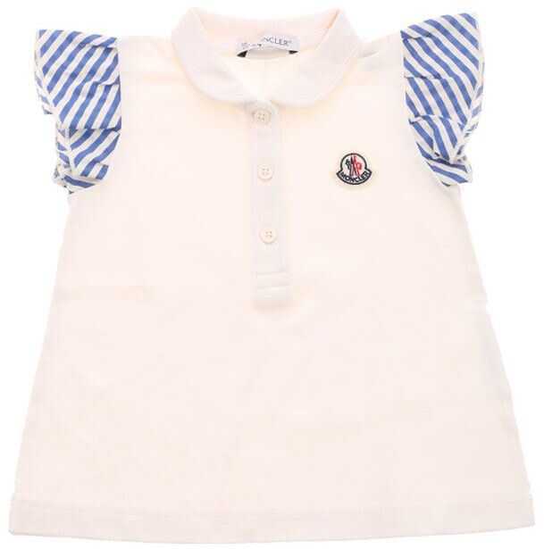 Tricou Moncler Kids Polo With White And Light Blue Inserts White
