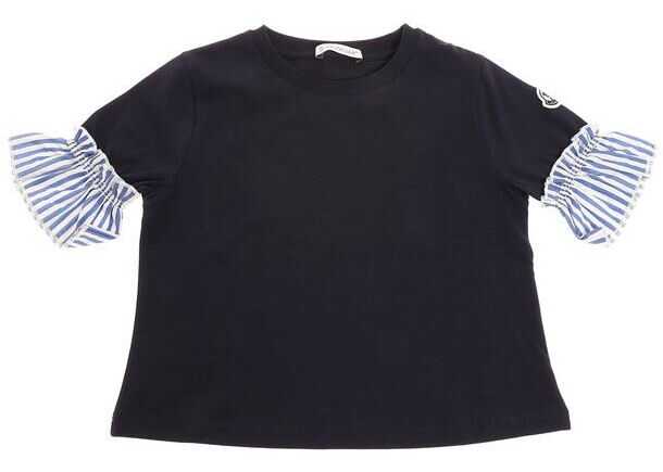 Tricou Moncler Kids Blue T-Shirt With Striped Inserts Blue