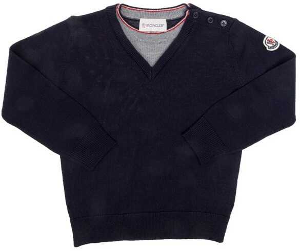 Pulover Moncler Kids Wool Sweater Blue