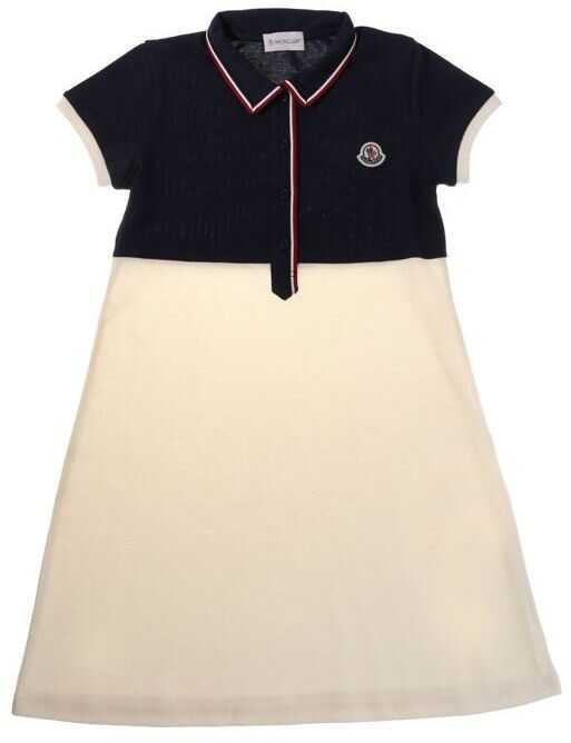 Rochie Moncler Kids Blue And Cream Cotton Piquè Dress Blue