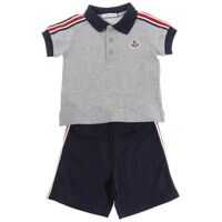 Seturi 2 Piese Melange Gray And Blue Cotton Piquè Set Baieti