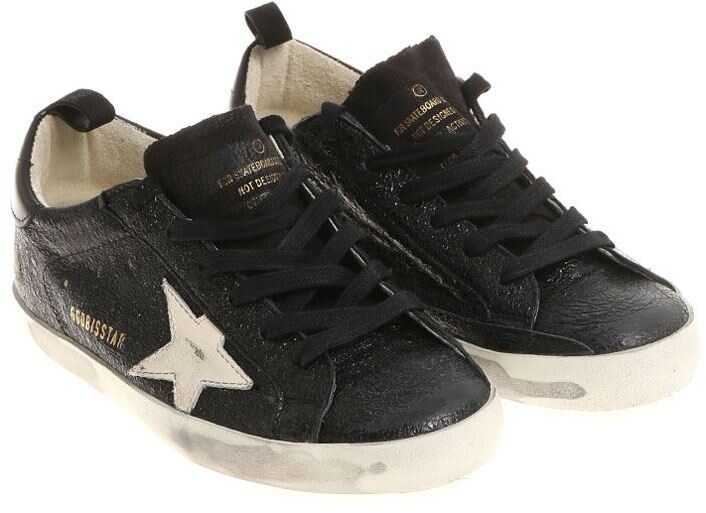 Tenis Golden Goose Black Crackle Effect Superstar Sneakers Black