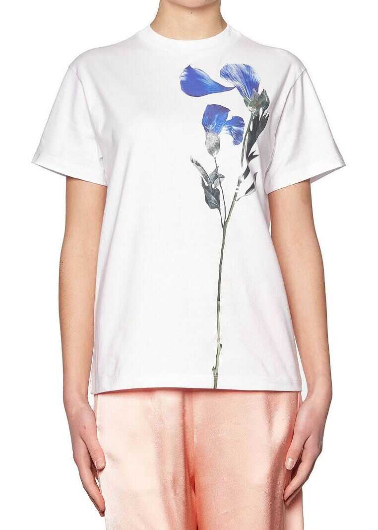 Tricou Golden Goose Crewneck T-Shirt With Floral Print White