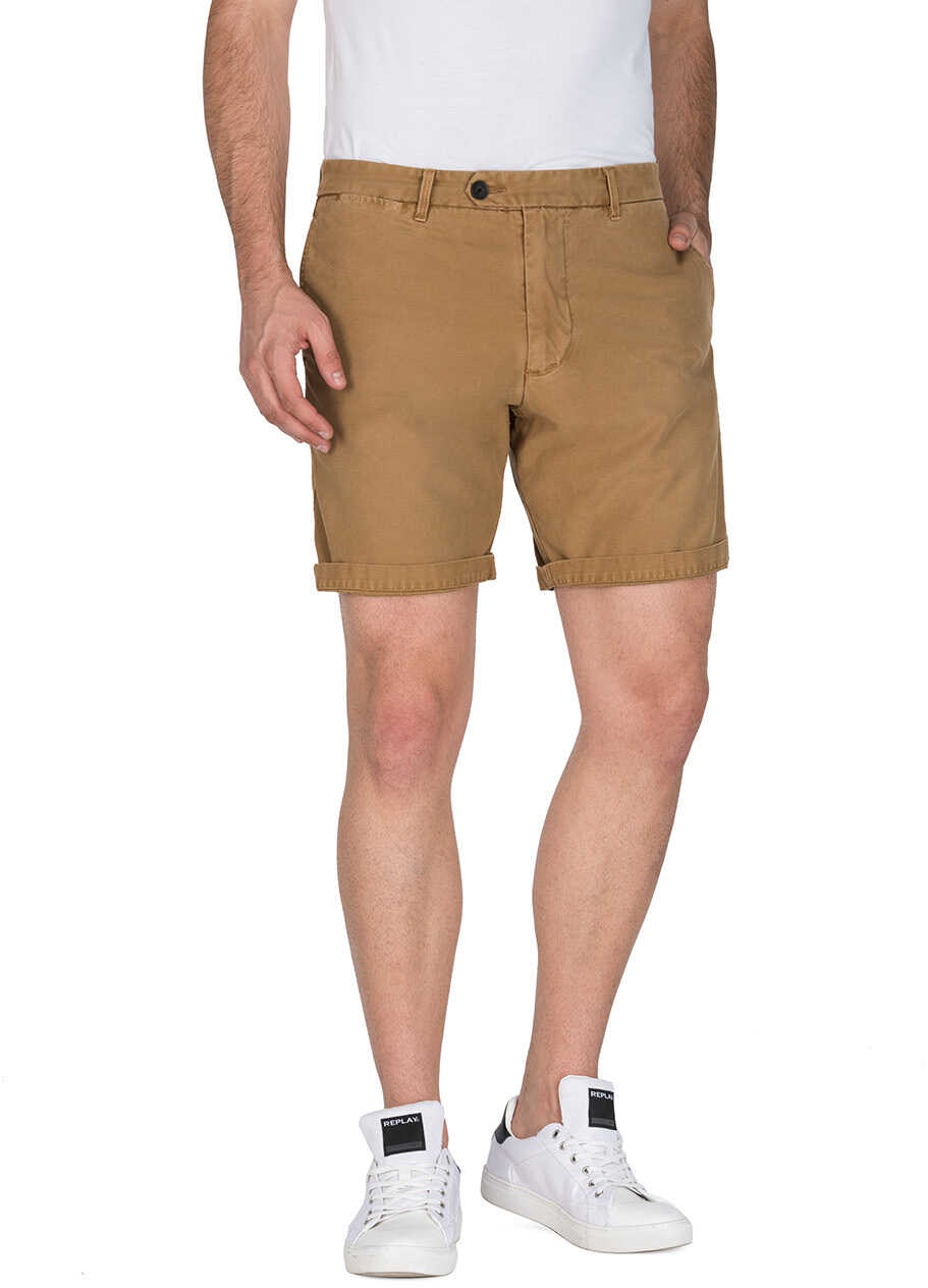 Pantalon Replay Men's Light Brown Chino Shorts Light Brown