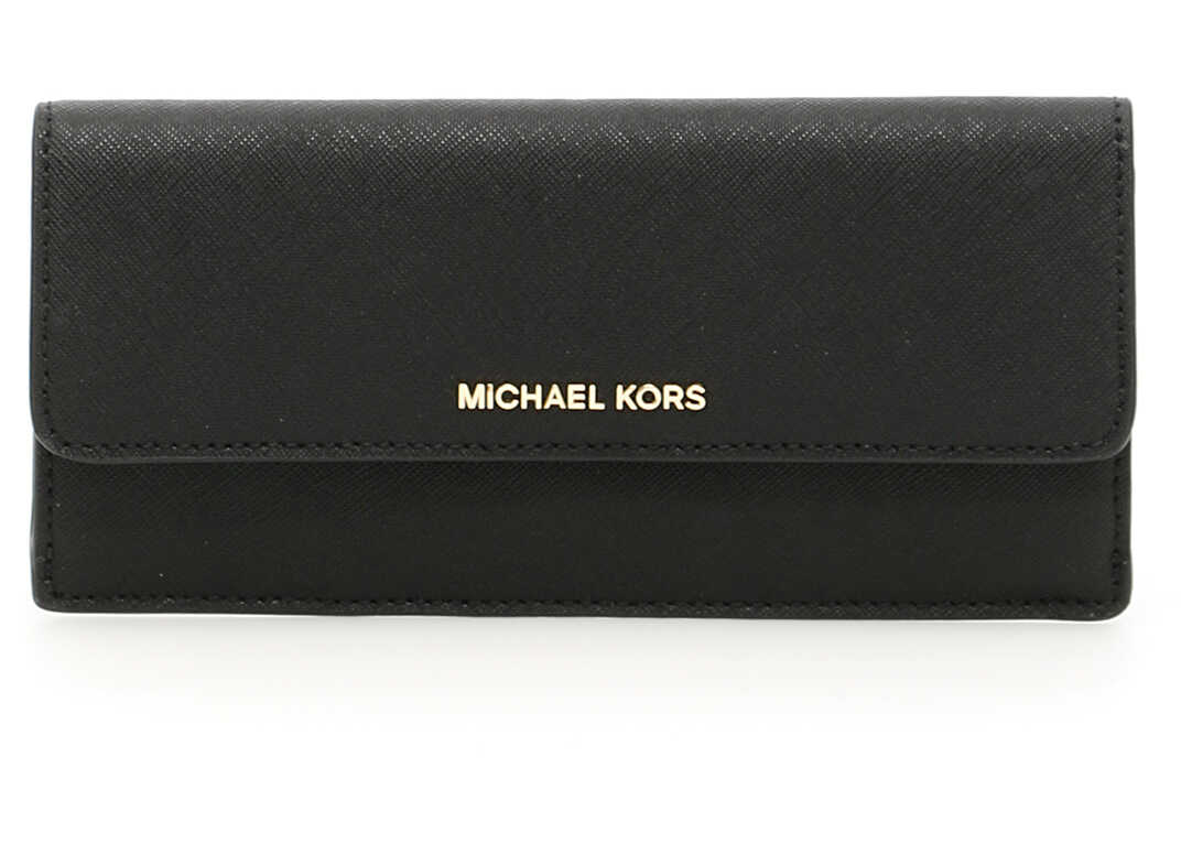 Portofel Michael Kors Flat Leather Wallet BLACK