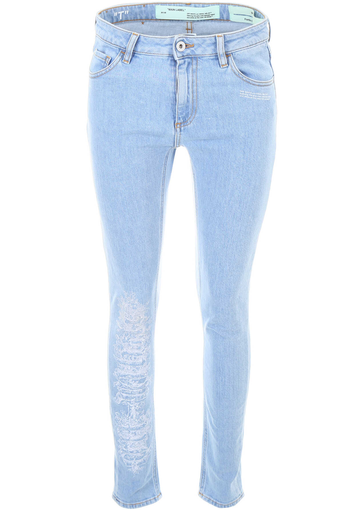 Blug Off-White Embroidered Skinny Jeans BLEACH WHITE