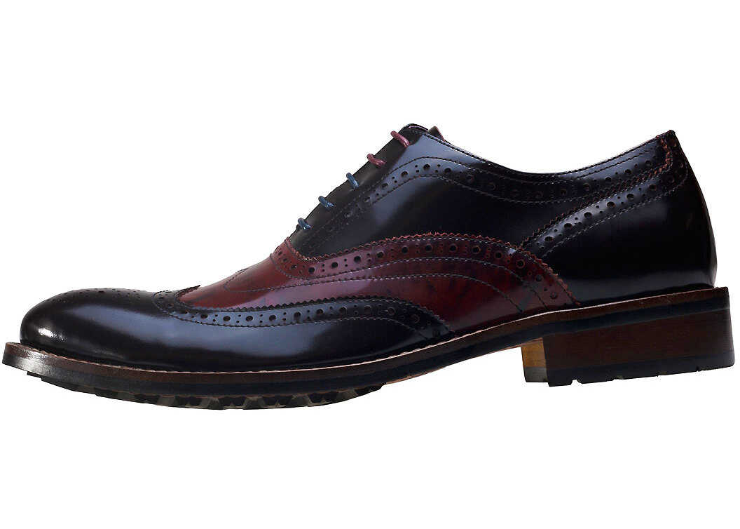 Pantof NW1 London Dual Tone Brogues In Black Wine Red