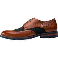 Pantofi Waxed Combi Shoes In Tan And Dark Green Barbati