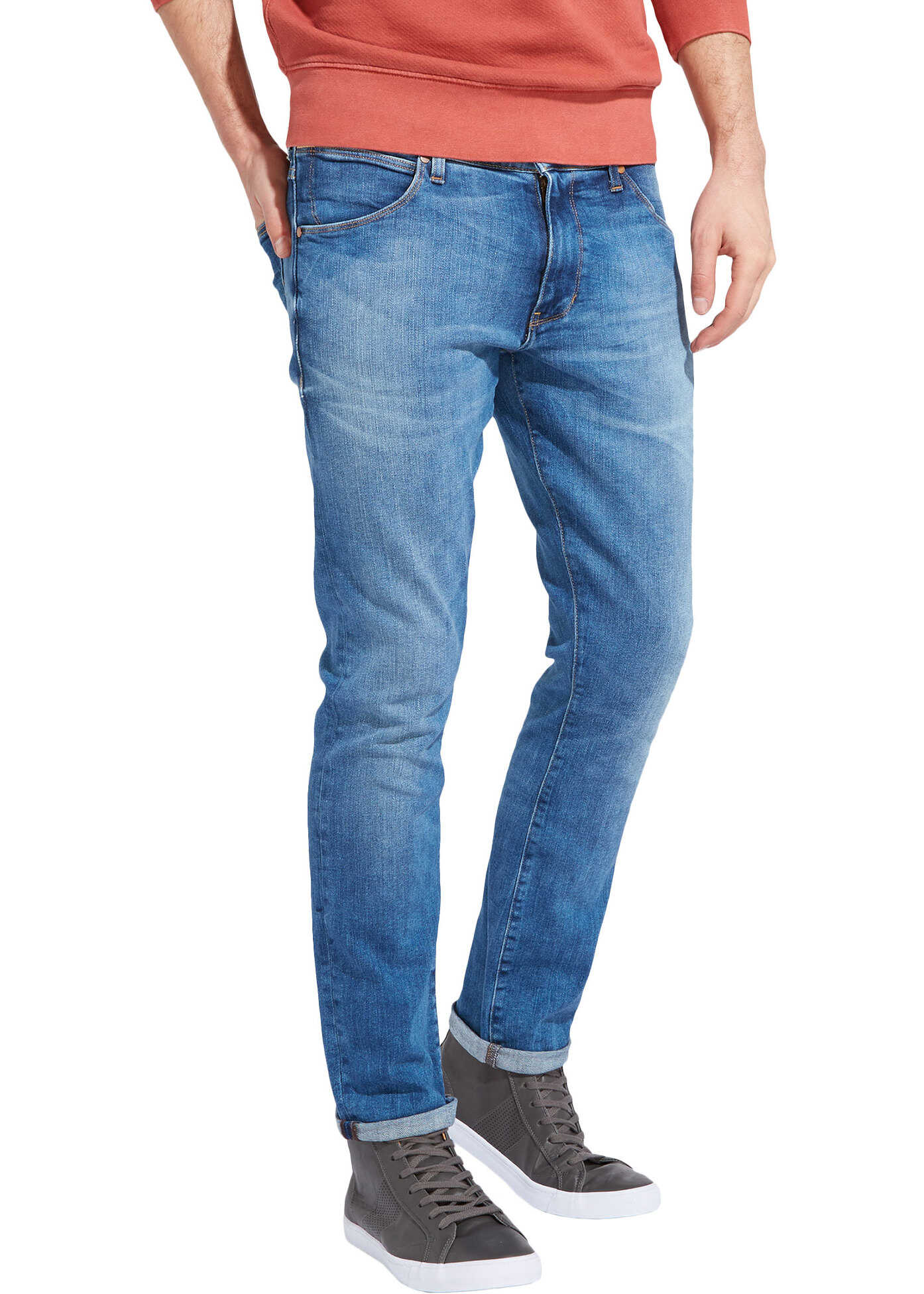 Blug Wrangler Larston Men's Blue Slim Fit Jeans Far Green