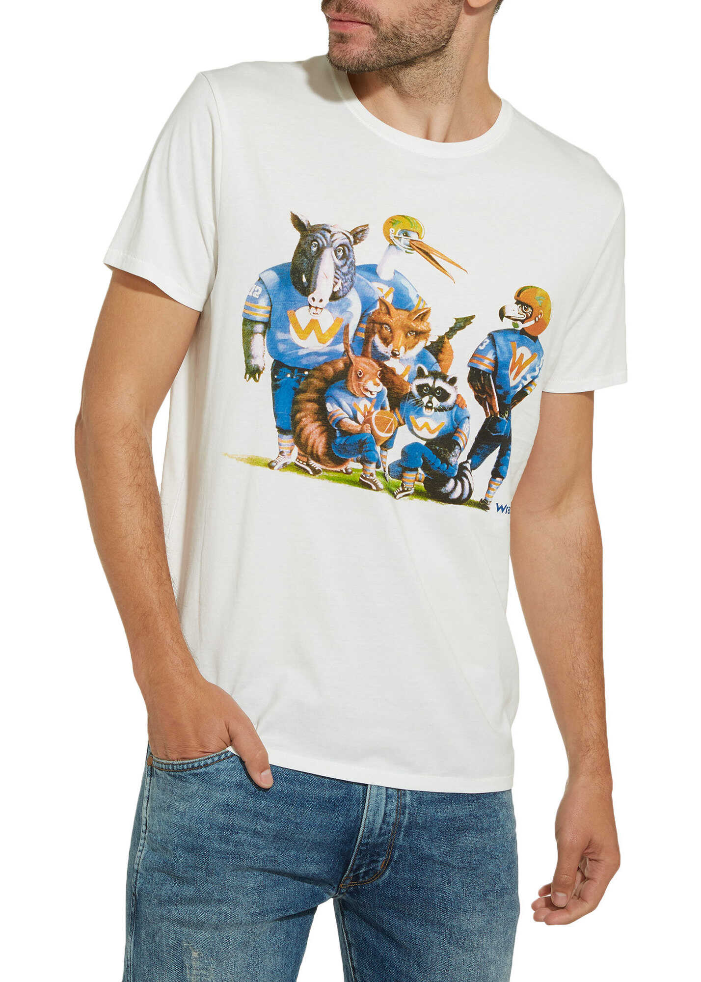 Tricou Wrangler Men's Off White Regular Fit Mascotte T Shirt Offwhite