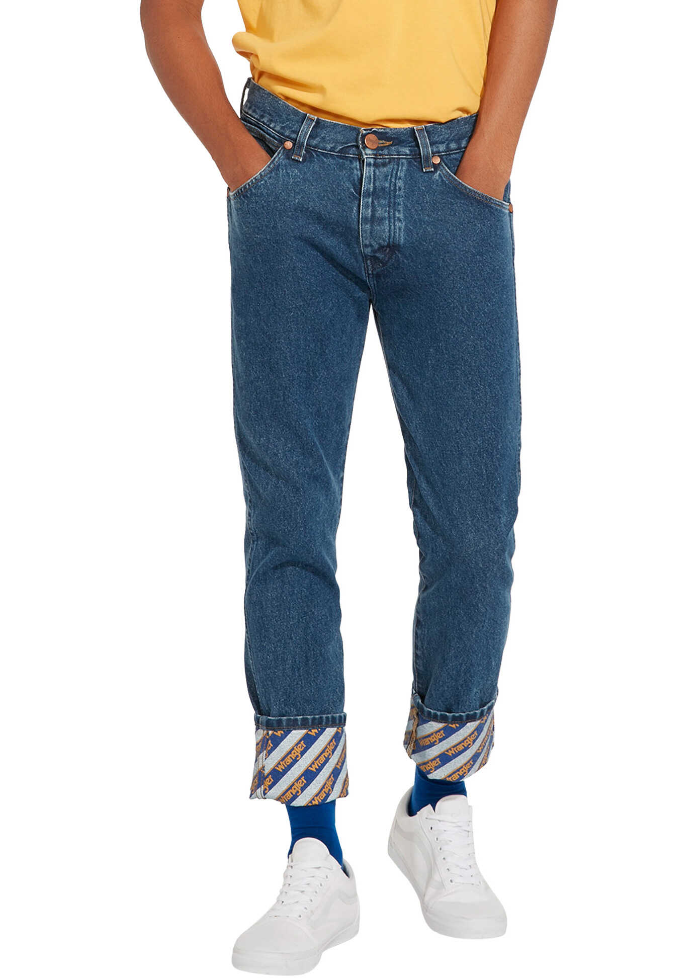 Blug Wrangler B Y Men's Blue Regular Fit Jeans B&Y Crash Blue