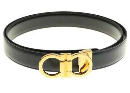 Curea Salvatore Ferragamo Black Leather Belt With Metal Buckle Black
