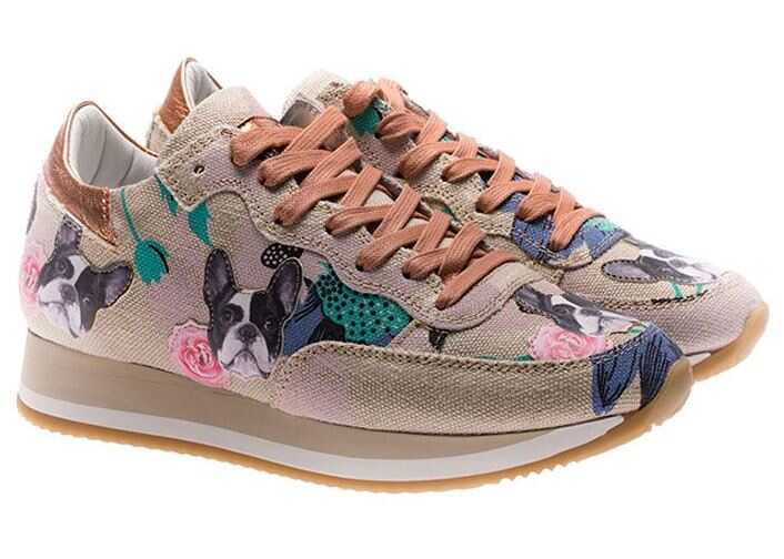 Tenis Philippe Model Etoile Sneakers With Bulldog Embroideries Beige