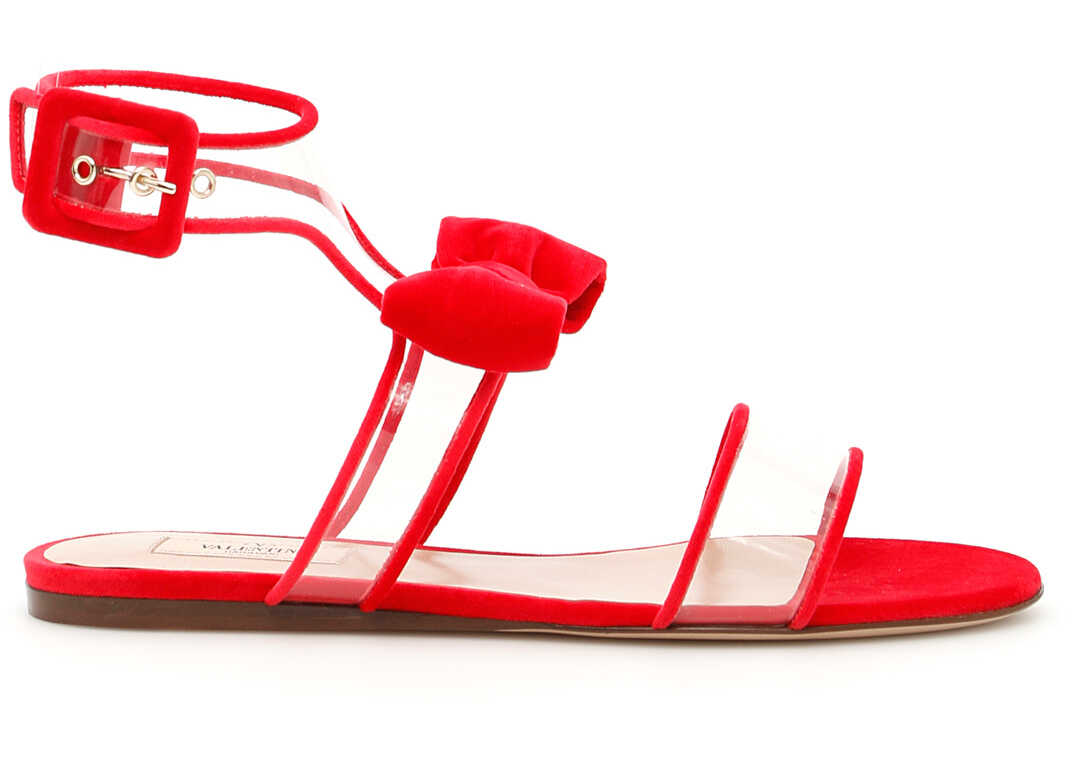 Sandala Valentino Garavani Dollybow Velvet And Pvc Sandals RED
