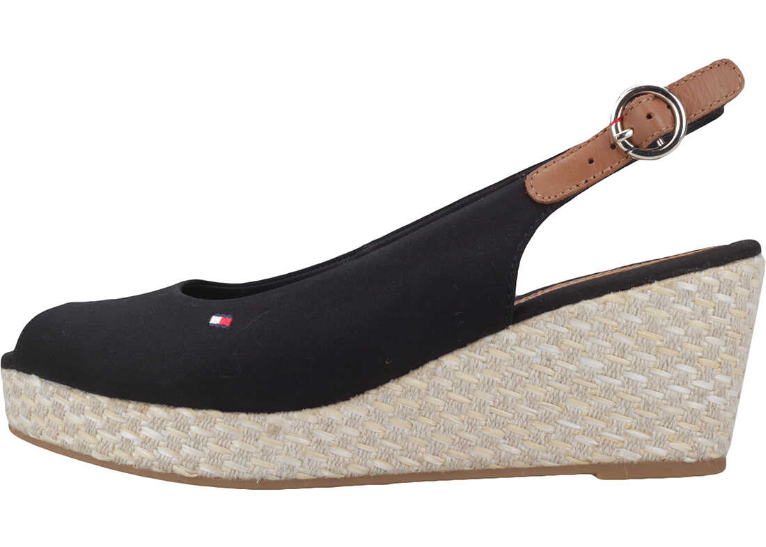Platforma Tommy Hilfiger Iconic Elba Basic Sling Back Wedges In Black Black