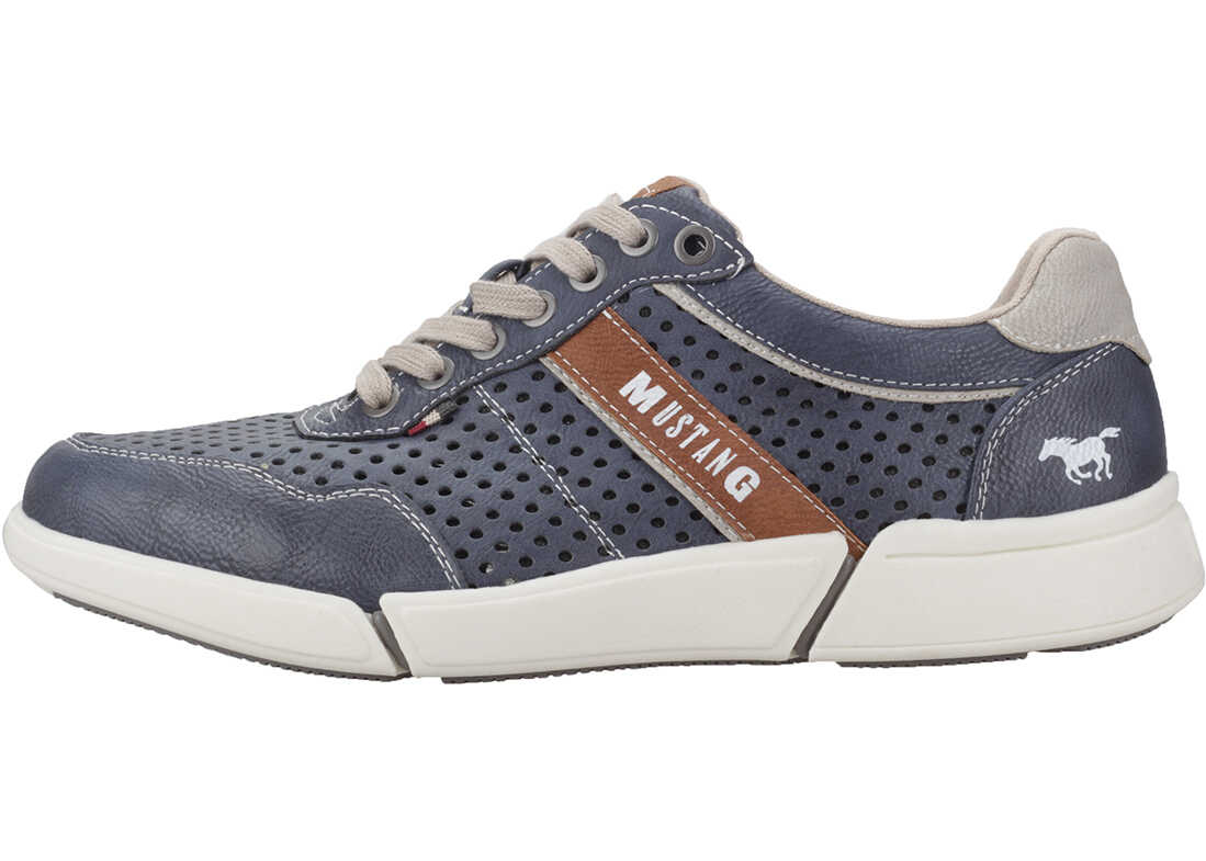 Tenis Mustang Perforated Low Top Sneaker Trainers In Dark Blue Blue