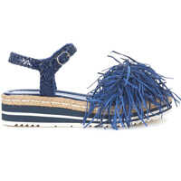 Sandale Pons Quintan Blue Woven Leather Sandal With Fringes Femei