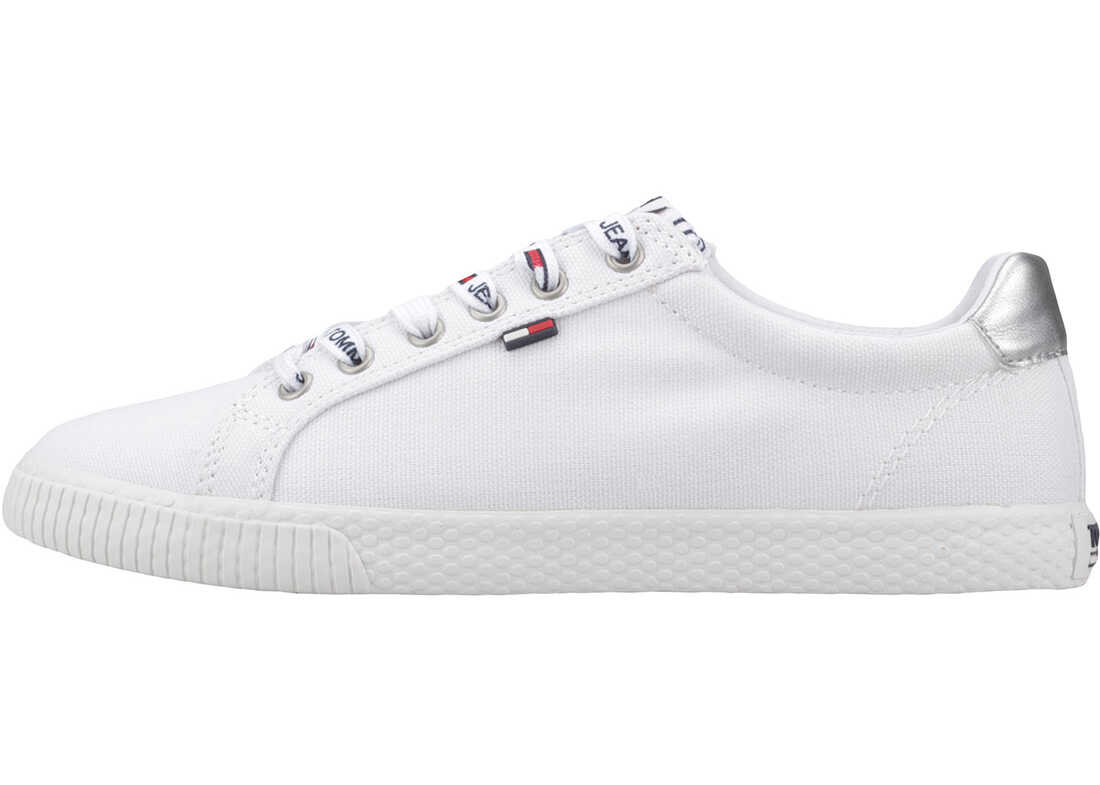 Tenis Tommy Hilfiger Tommy Jeans Casual Sneaker Trainers In White Silver White