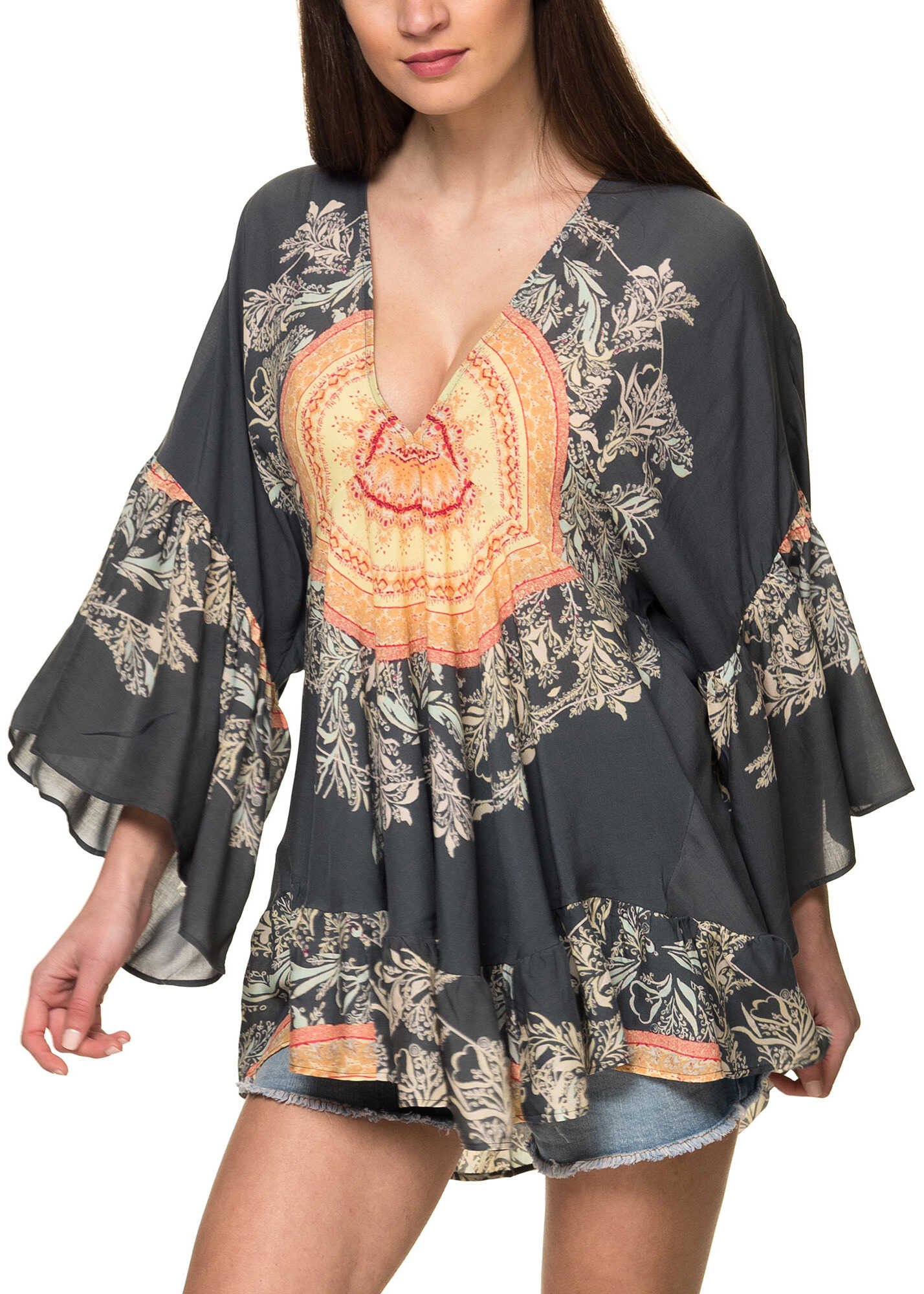 Bluza Free People Sunset Dreams Women's Black Tunic Black Combo