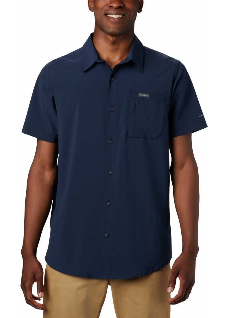Columbia Triple Canyon Solid Short Sleeve Shirt AM0432 Collegiate Navy