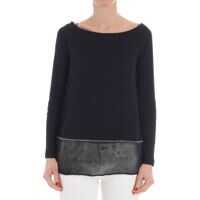 Bluze Black Top With Knitted Insert Femei