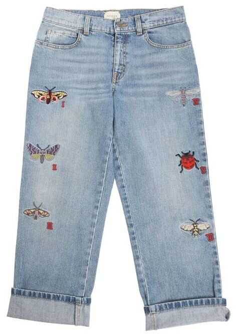 Blug Gucci Light Blue Jeans With Insect Embroidery Light Blue