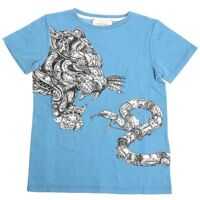 Tricouri Light Blue Tiger And Snake Print T-Shirt Baieti