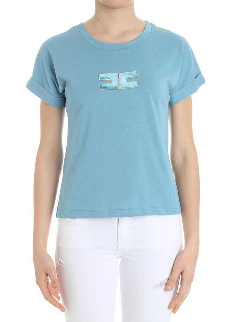 Tricou Elisabetta Franchi Light Blue T-Shirt With Logo Light Blue