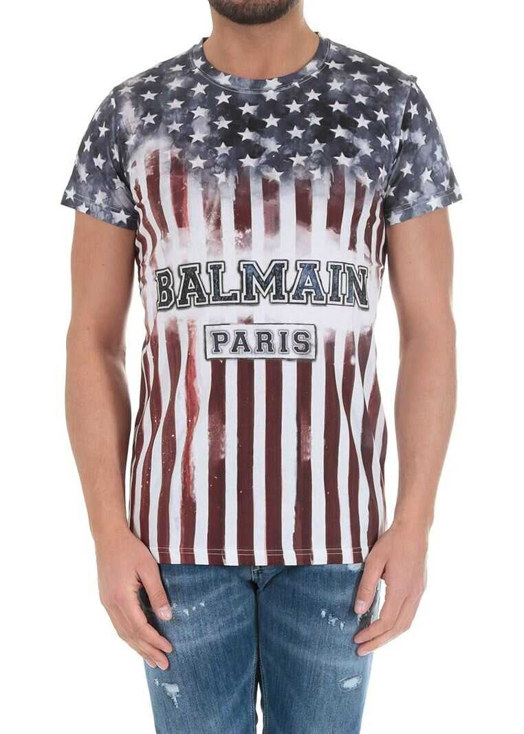 Tricou Balmain Mc Imprime T-Shirt Blue