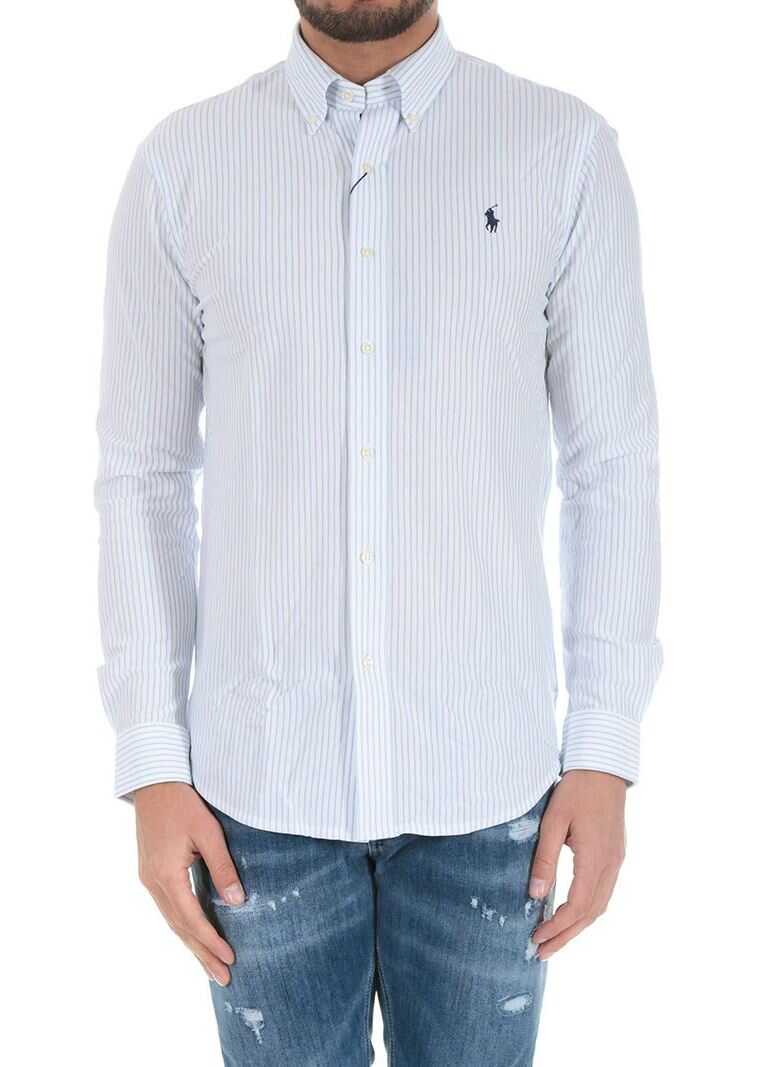 Camasa Ralph Lauren White Striped Button-Down Shirt Light Blue