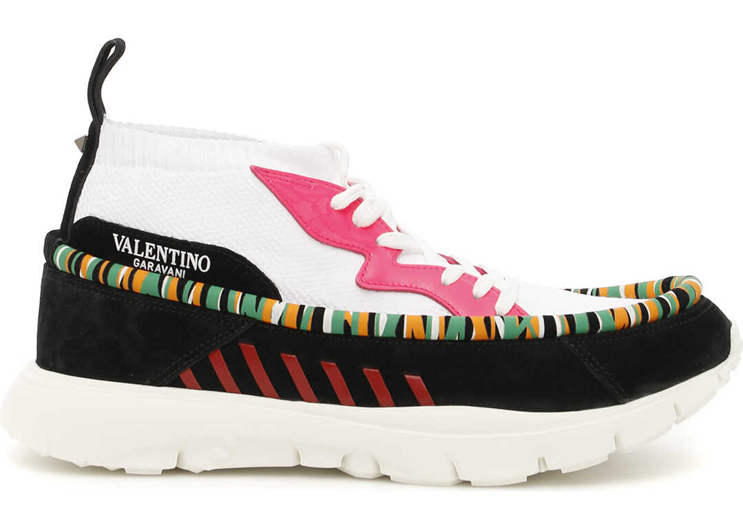 Valentino Garavani Heroes Tribe Sneakers BIANCO NERO FUXIA FLUO