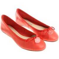 Balerini casual Coral Red Ballerinas With Bow Femei