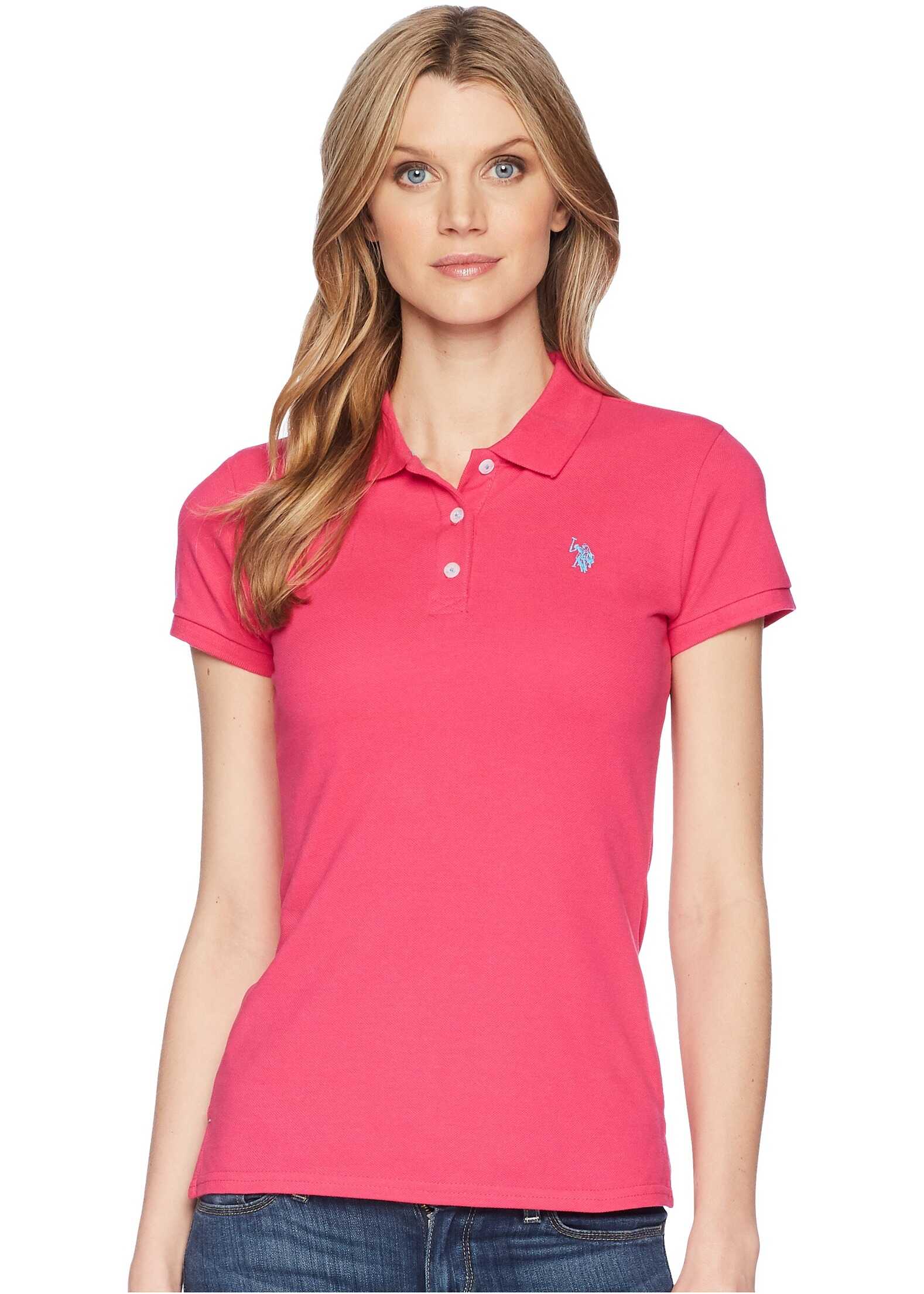 Tricou U.S. POLO ASSN. Solid Pique Polo Shirt Shocking Fuchsia