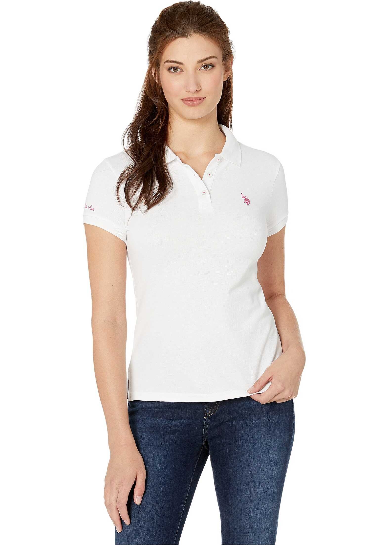 U.S. POLO ASSN. Solid Pique Polo Shirt Fresh White/Le Rouge