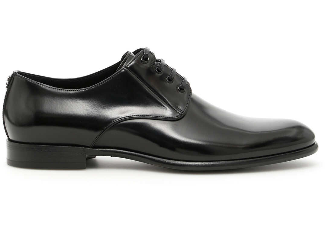 Pantof Dolce & Gabbana Brushed Calfskin Lace-Ups NERO