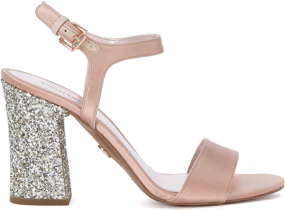 Sandala Michael Kors Tori Pink Satin And Silver Glitter Sandal Pink