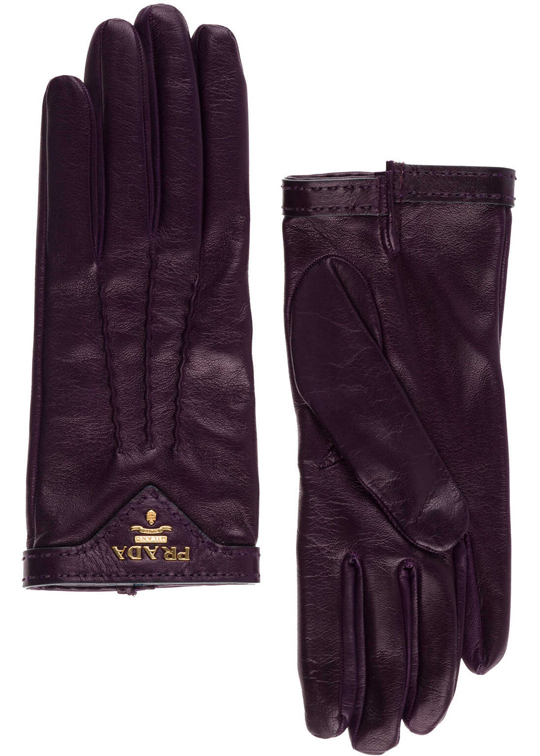 Manusa Prada Leather Gloves Purple