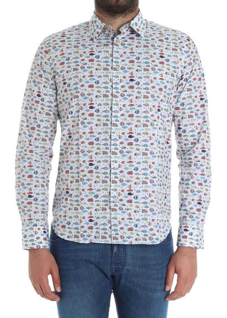 Camasa Paul Smith Light-Blue Shirt With Fish Prints Light Blue