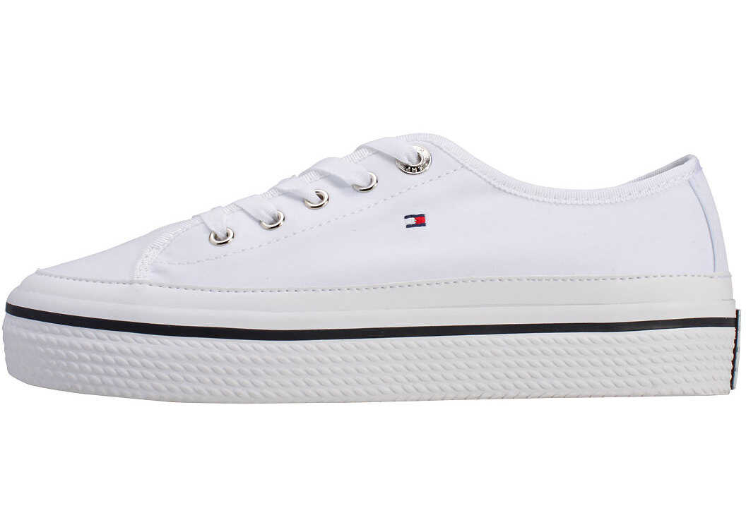 Tenis Tommy Hilfiger Corporate Flatform Sneaker Trainers In White* White