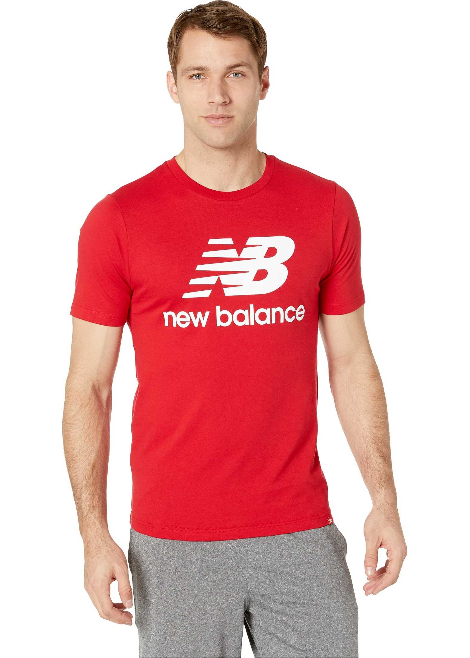 New Balance Essentials Stacked Logo Tee Team Red