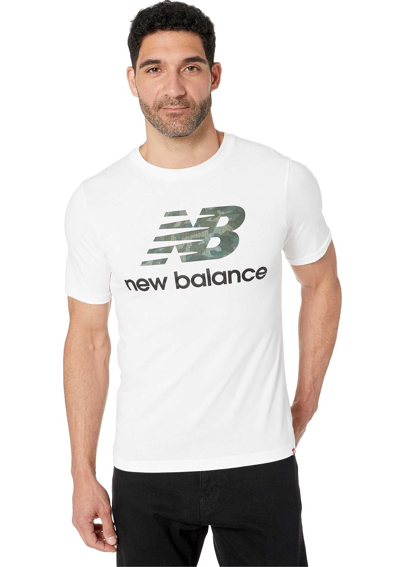 New Balance Essentials Stacked Logo Tee White Multi