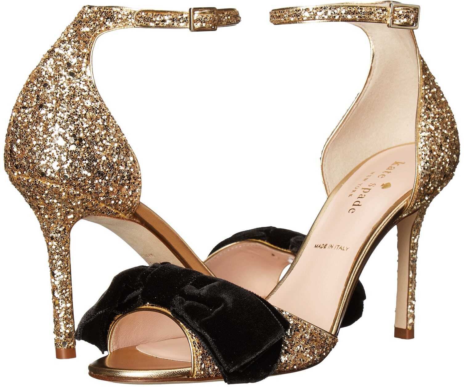 Pantof Kate Spade New York Irwin Gold Glitter/Black Velvet